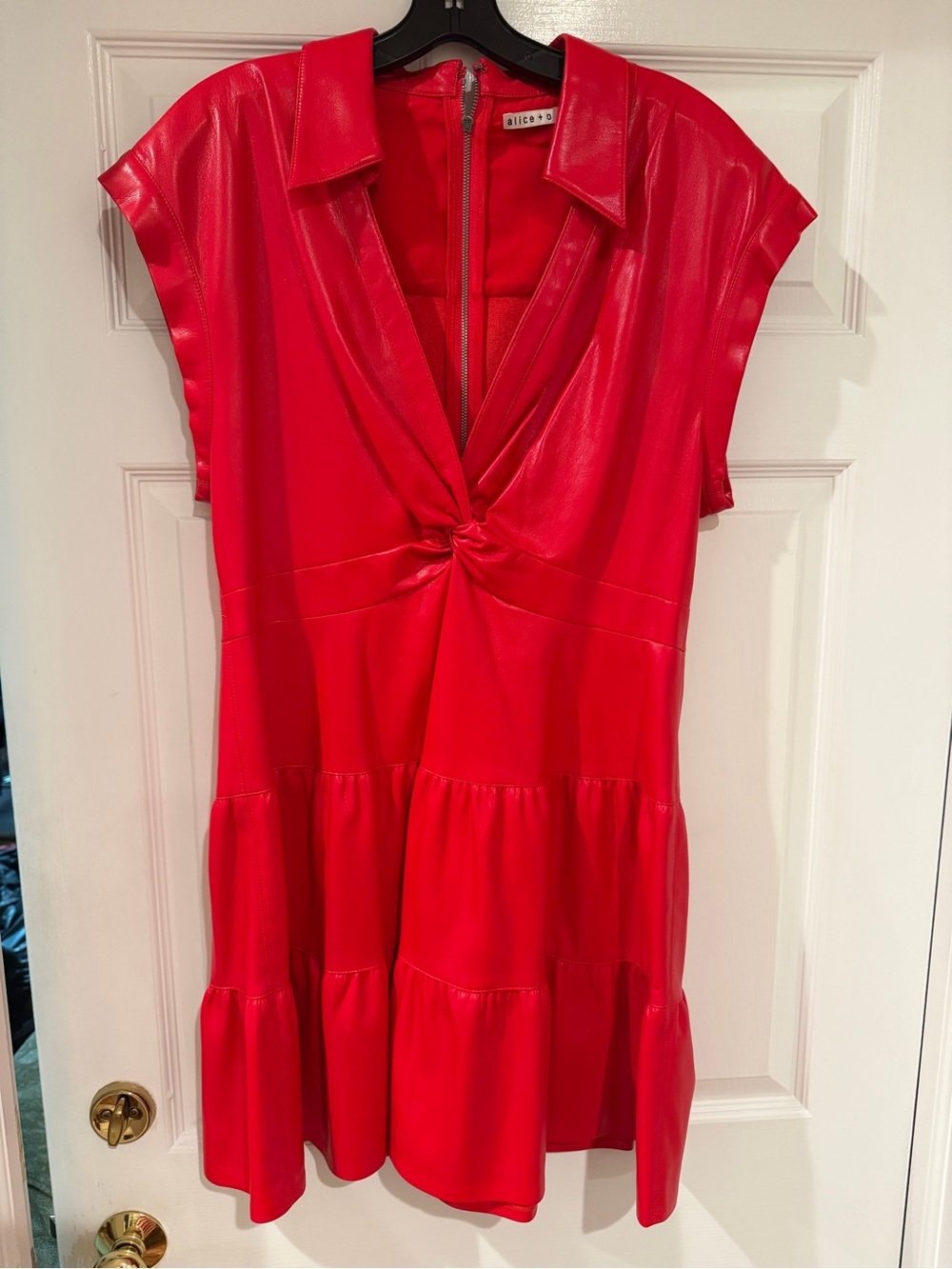 Alice + Olivia Vibrant Red Knot-Front Mini Dress